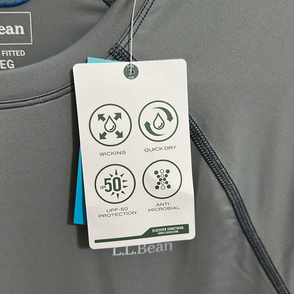 NWT LL Bean Gray Swift River Cooling Long Sleeve Rash Guard 50 UPF Mens Small - Picture 3 of 6